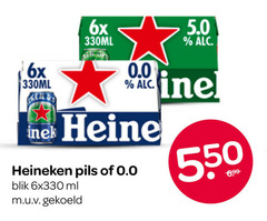  heineken 0.0 blikjes bier 6x 330ml reine pils blik ml 