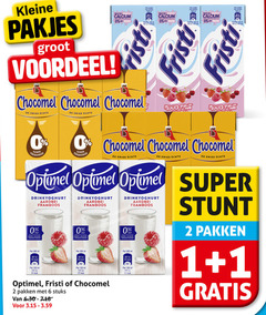  chocomel fristi optimel chocolademelk drinkyoghurt 1 2 3 6 31 36 100 200 kleine voordeel source calcium vet graisse portion ml des enige suiker rood fruit super aardbei framboos pakken stuks 