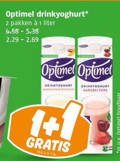  optimel drinkyoghurt 1 2 pakken liter mango v.a. kers m.u.v houdbaar 
