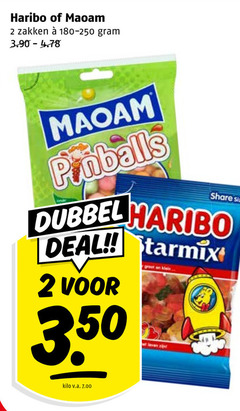  maoam haribo snoep 2 zakken pinballs share dubbel deal starmix greet klein kilo v.a. 