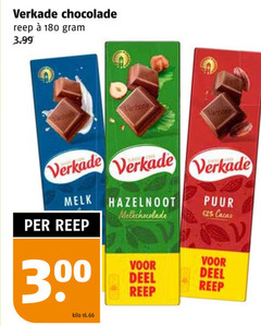  verkade chocolade 180 300 reep 3.99 melk hazelnoot melkchocolade puur deel kilo 