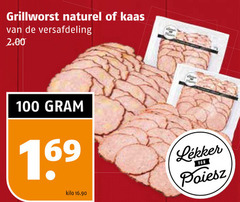  grillworst 100 naturel kaas versafdeling kilo 