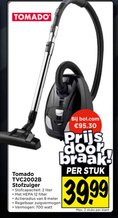  tomado stofzuiger 2 8 12 700 stofcapaciteit liter hepa filter actieradius meter regelbaar zuigvermogen vermogen watt bol.com stuk stuks 