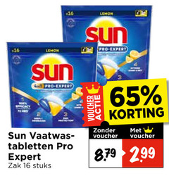  sun vaatwasmiddel 16 65 lemon pro expert efficacy vaatwas tabletten zak stuks voucher 