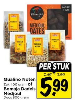  dadels 400 medjoul dates noten mix cashew amandelen naturel fruit qualino zak doos stuk 5.99 