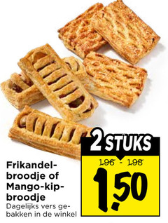  frikandelbroodjes 150 frikandel broodje mango kip dagelijks vers bakken 2stuks 