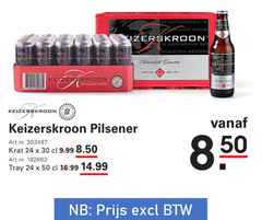  keizerskroon krat bier blikjes 24 30 50 genie koninklijk genieten keizers pilsener tray 