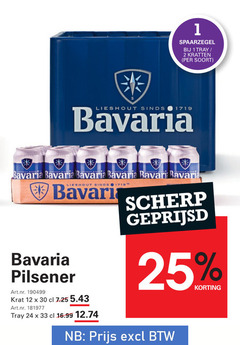  bavaria blikjes bier krat 1 2 12 24 25 30 33 tray kratten lieshout pilsener scherp geprijsd 
