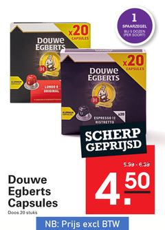  douwe egberts koffiecups 1 5 6 12 20 aluminium capsules joure lungo original gebruiken nespresso meester koffiebranders dozen doos stuks espresso ristretto scherp geprijsd 5.99 