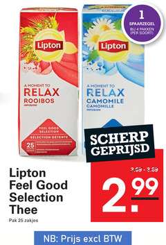  lipton thee 1 4 25 pakken moment to relax rooibos infusion camomile camomille feel good selection tea bags sachets fraicheur kruidendrank scherp geprijsd pak zakjes 2 99 