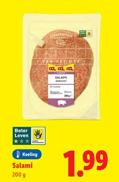  salami 200 zwagerman xl varken gerookt beter leven bescherming koeling 