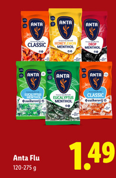  anta flu snoep 50 classic eucalyptus menthol suikervrij drop 00 