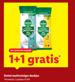  dettol vochtige schoonmaakdoekjes 1 2 maxi pack 10x cleaning power combinaties multireiniger doekjes actieprijs pakken 