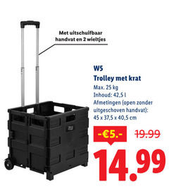  2 25 45 200 uitschuifbaar handvat wieltjes trolley krat inhoud 42 5 open 40 cm 