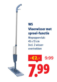  w5 vloerwisser 2 13 45 sproei functie cm overtrekken 