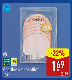  kalkoenfilet 19 100 gegrilde lot 100g beter leven dieren bescherming 