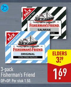  fishermans friend snoep 3 pack added sugar free salmiak original pastilles stuk elders 