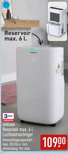  luchtontvochtiger 3 6 20 reservoir l jaar ontvochtigingscapaciteit 1 24 afvoerslang stuk 