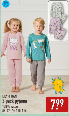  jongenspyjama meisjes pyjama 2 100 love lily pack katoen 