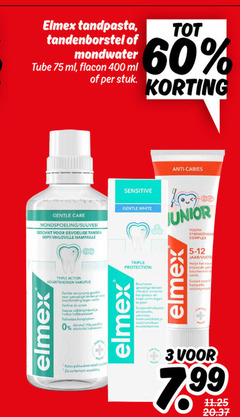  elmex tandpasta tandenborstel mondwater 3 60 400 tube ml flacon stuk gentle care mondspoeling gevoelige tanden fig triple action geschik zachte bescherming adem alcohol achterkant sensitive anti caries white protection beschermt effectief versterkt glazuur fc junior tooth complex jaar blijvende beschermen 