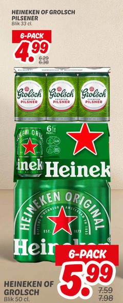  grolsch heineken blikjes bier 6 33 50 pilsener blik pack meesterschap premium pilsner orig zachte verfrissend original honneur reine diplome 5 99 