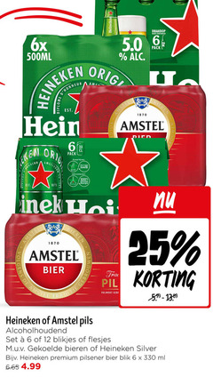  amstel heineken blikjes bier 6 12 25 100 330 1870 6x 500ml am draaidop originele orig pack draagt duurzame teelt groene energie bieren l pil volmout pils silver premium pilsener blik ml 