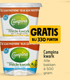  campina kwark 330 500 rijk planet proof anno milde vleugje vanille punten protein naturel bakken 