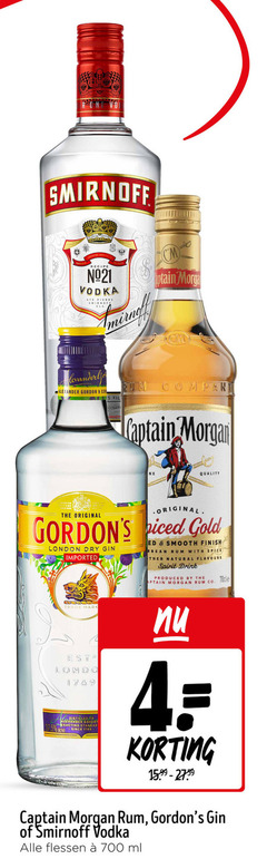  smirnoff gordons captain morgan wodka rum gin 4 700 recipe vodka alexander gordon cm company smooth quality original gold london dry imported finish with spice natural flavours spirit drink produced by co trade esta to standard since flessen ml 