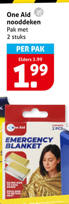 klik op dit plaatje voor een vergroting en voor vergelijkbare aanbiedingen gerelateerd aan
2 one nooddeken pak stuks elders 3.99 emergency blanket silver to cool down gold heat contents 2 one nooddeken pak stuks elders 3.99 emergency blanket silver to cool down gold heat contents