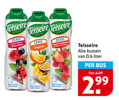  teisseire limonadesiroop depuis zero parfum flavour grenadine sans sucres sugar tropical fraise framboise strawberry raspberry bussen liter bus 