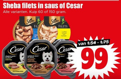  sheba cesar hondenvoer kattenvoer 60 99 150 filets saus kuip classic cuisine terrine les 