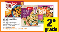  iglo diepvriesmaaltijd 1 2 7 10 450 ping klaar gegrilde kipfilet sperziebonen roerbak sensatie tagliatelle zalm spinazie maaltijden diepvries stuks varieeren proteine minuten nutri score real protein chicken bowl 