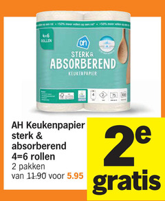  albert heijn huismerk keukenpapier 2 4 6 50 300 rol vellen rollen absorberend pakken 
