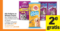  pedigree whiskas hondensnacks kattensnacks 2 5 snacks rodeo hondensnack kip bacon stuks varieeren temptations sticks saco 