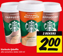  starbucks ijskoffie 2 200 cappuccino caramel macchiato flavour chilled coffee sold espresso cream bekers beker ml 