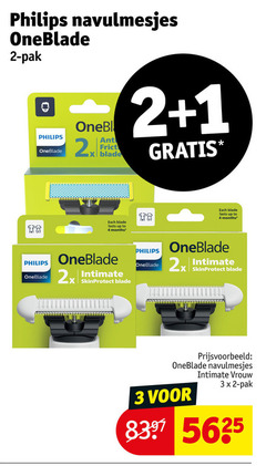  philips scheermesjes 1 2 3 4 navulmesjes oneblade pak 2x blade each up to intimate skinprotect vrouw 