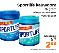  sportlife kauwgom pack longer lasting smashmint sugar free gum extramint 