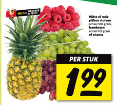  druiven ananas frambozen 500 groente nr.1 fruit 00 witte rode pitloze schaal stuk 