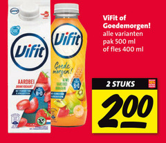  vifit drinkyoghurt 2 200 400 500 aardbei b banaan at goedemorgen pak ml fles stuks 