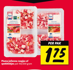  spekblokjes spekreepjes pluma leven gerookte julienne reepjes pak 150 200 