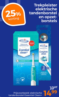  trekpleister huismerk electrische tandenborstel 2 3 25 30 elektrische opzet borstels min sec interval timer essential clean opzetborstels cleaning modes soft stuks roterende tandenborstels 