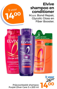  elvive shampoo conditioner 3 40 60 200 14 bond repair gloss booster paris color vive plastic selected stores plastique oreal format vitamin uv filter intense kleur wasbeurten gekleurd haar highlights purple anti gele oranje ondertonen bruin blond dream lengths restoring shampooing zilver care ml 