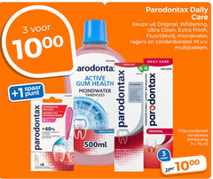  paradontax mondwater tandpasta 3 40 150 1000 parodontax daily care original whitening ultra clean fresh fluoridevrij tandenborstel multipakken spaar 1 punt interdental mm dental surface dentaire active gum health tandvlees fluoride gezond tanden expert des 500ml bloedend ml 