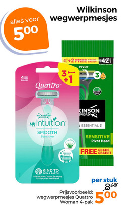  1 2 3 4 5 wilkinson wegwerpmesjes blades quattro free gratuit pivot vite grip my intuition smooth sensitive sword essential aloe with premium shave vera head kind to skin earth recycled content packaging steel woman pak stuk 