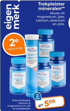 2 12 20 90 121 400 509 678 1000 eigen merk trekpleister mineralen    keuze uit magnesium   ijzer calcium selenium en zink . 2e halve prijs   voor het behoud van steke botten goed bij functioneren spieren zenuwen droogt tot verminder vermoeidheid zenuwste mg merke tonden glarin share citraat speelt een rol soepele sterke opneemboor anti - oxidant celbescherment de normale werking von schildider bruis tabletten per dog etten 12voeding fen prijsvoorbeeld     x bruistabletten no 