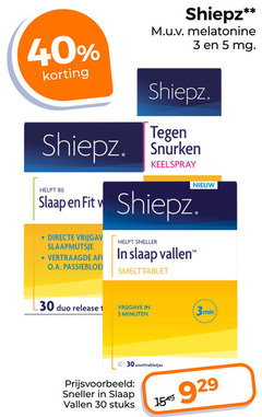  voedingssupplement 3 5 15 30 40 shiepz melatonine mg snurken keelspray slaap fit slaapmutsje vertraagde vallen o.a. smelttablet duo release minuten smelttabletjes stuks 