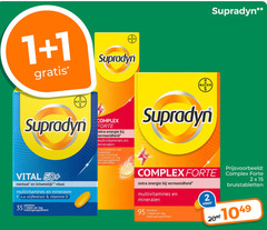  supradyn voedingssupplement 1 2 5 15 20 bayer b r complex forte energie multivitamines mineralen bruistabletten sinaasappel bruistablet dag zoetstoffen vital 50 lichamelijk vitaal o.a. olijfextract vitamine tabletten tablet 