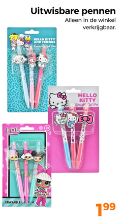 13 199 uitwisbare pennen alleen in de winkel verkrijgbaar . hello kitty and friends erasable gel pen lol surprises erasab cel pln 