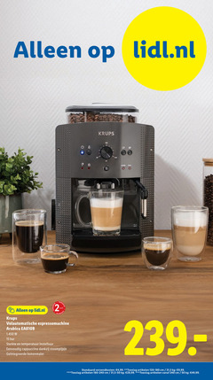  espressoapparaat 2 9 15 50 240 lidl.nl krups jaar volautomatische espressomachine arabica bar sterkte temperatuur instelbaar cappuccino stoompijpje bonenmaler clean calc verzendkosten 4 99 toeslag artikelen cm 31 5 