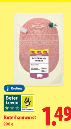  200 zwagerman mes boterham worst plassen koeling beter leven dieren bescherming boterhamworst 